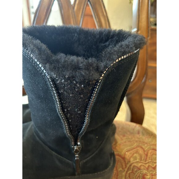 UGG BLACK SPARKLE Women's Black Boots W/ Fake Zipper- Size 9 AUTHENTIC - Picture 5 of 12